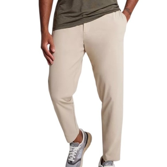 VRST Mens Limitless Performance Slim Fit Tapered Pant Khaki Sand Small Stretch - Picture 2 of 10